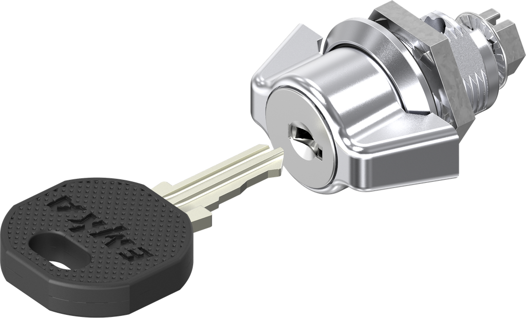 quart de tour papillon clé différente, zamak chromé