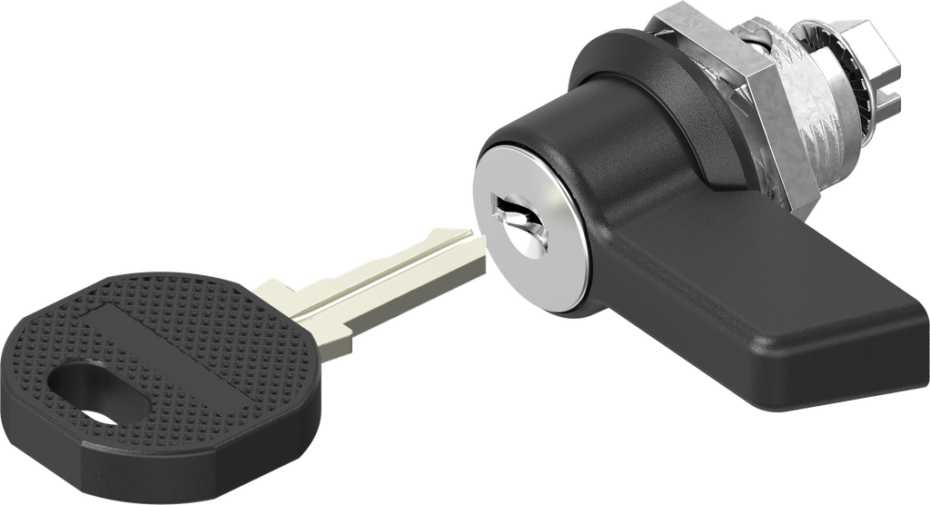 Knevelslot verschillend sluitend, Zamak zwart gepoedercoat