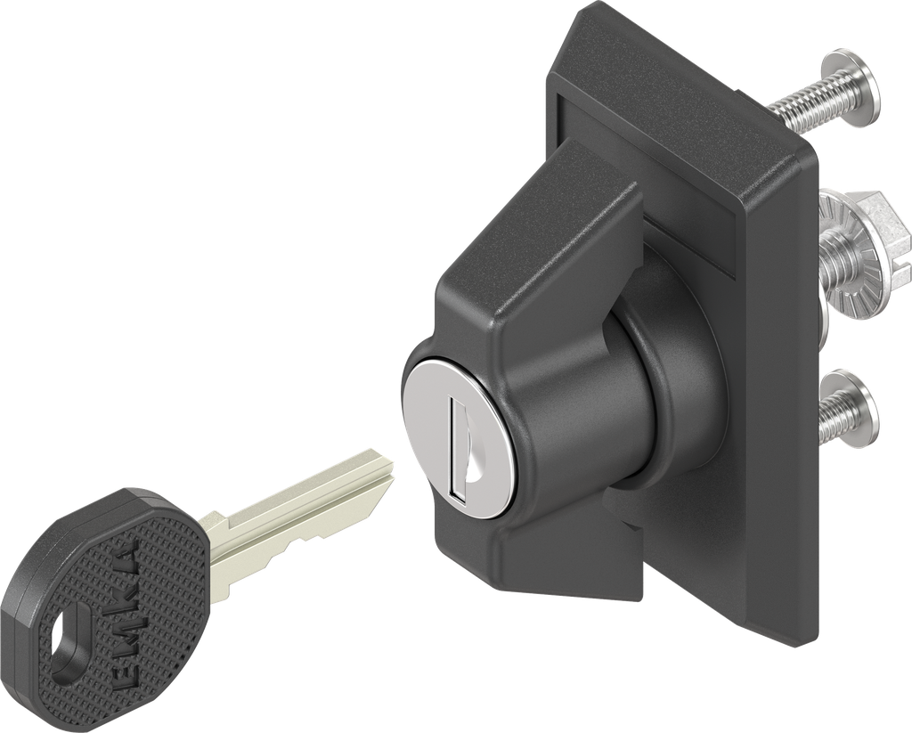 capotage avec papillon clé différente, polyamide noir et zamak époxy noir