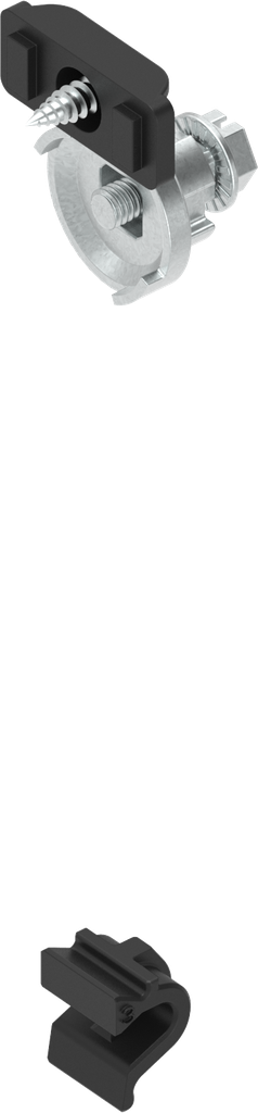 Material de fijación, gancho, puente, adaptador y tornillos para maneta giratoria con lengüeta, poliamida y zamak