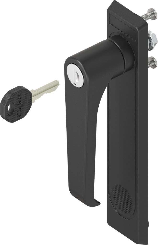 capotage 2153 avec poignée bec de cane clé différente, polyamide noir et zamak époxy noir