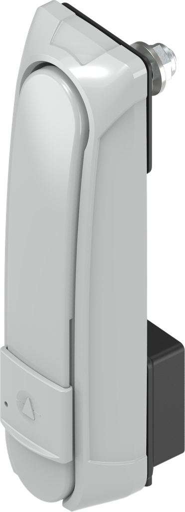 Schwenkgriff "lang" mit RC2, mit elektromechanische Entriegelung und für Profil-Halbzylinder 40 mm oder 45 mm (A = 30 mm oder 45 mm), GD-Zn grau gepulvert RAL 7038 und antigraffiti lackiert