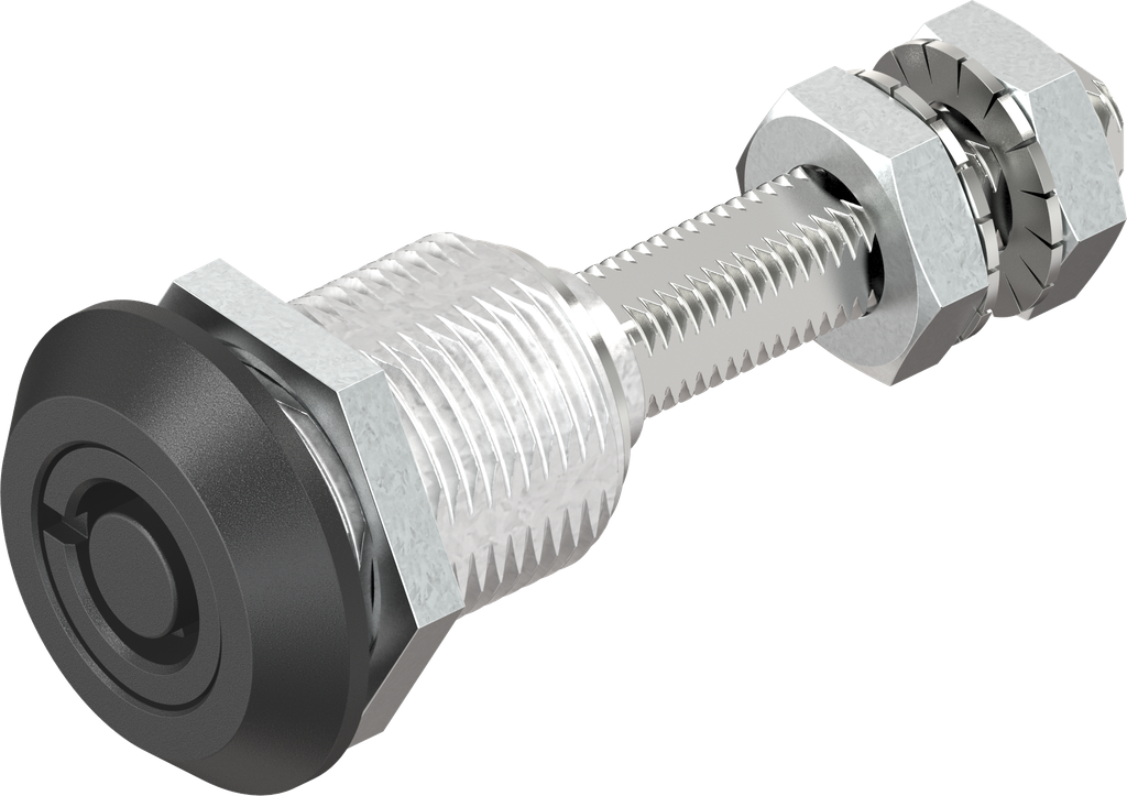 Cierre de compresión tubular con indicador y lengüeta ajustable , zamak y acero recubierto de polvo negro