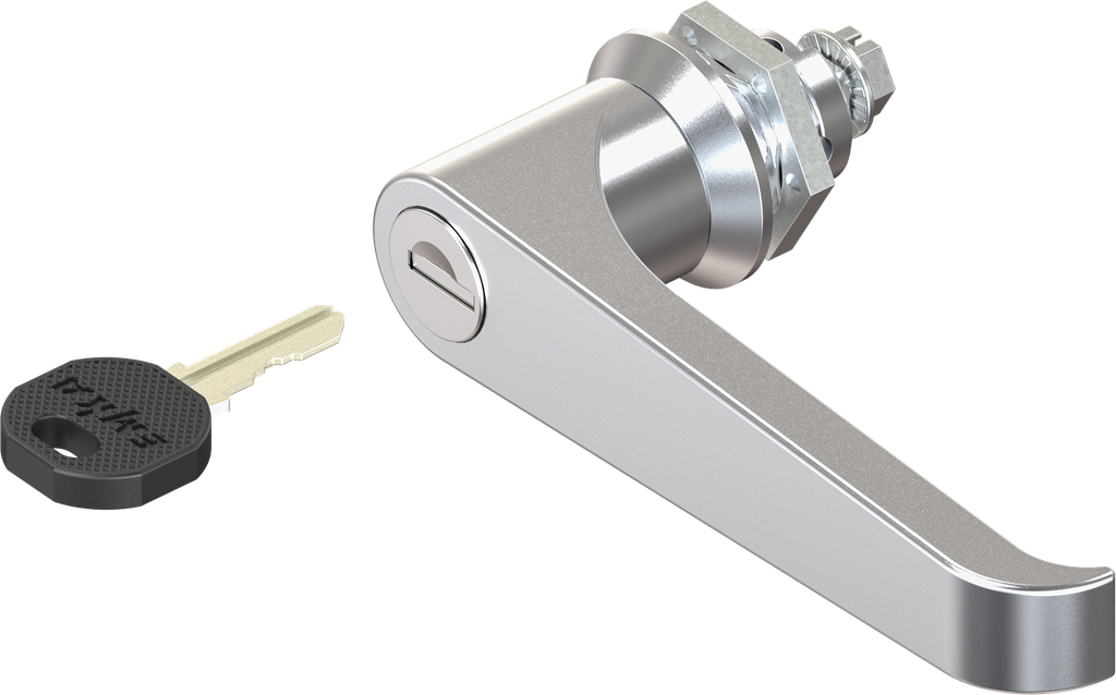 quart de tour avec poignée bec de cane clé EK 333, zamak chromé