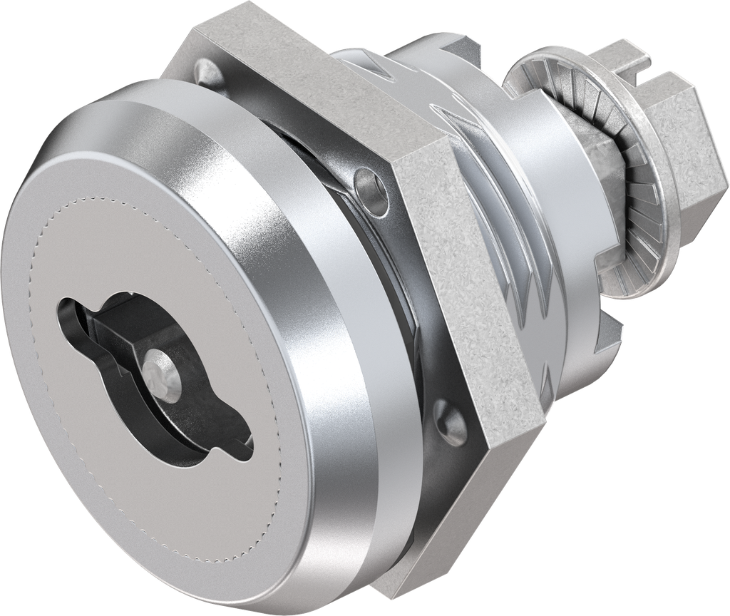 Safety quarter turn double bit 3, left version, Brass and zinc die chrome-plated