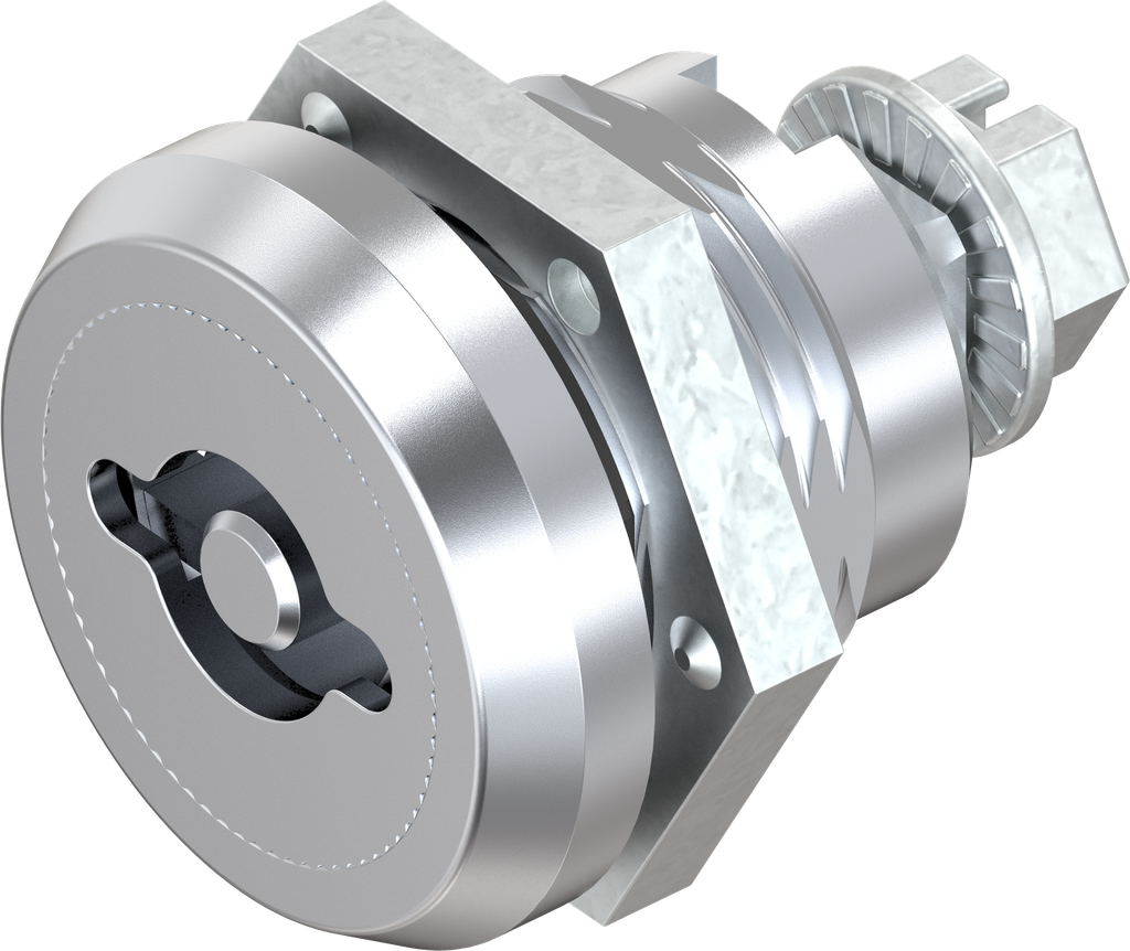 Trilvast slot dubbelbaard 5 variant rechts, messing en zamak verchroomd