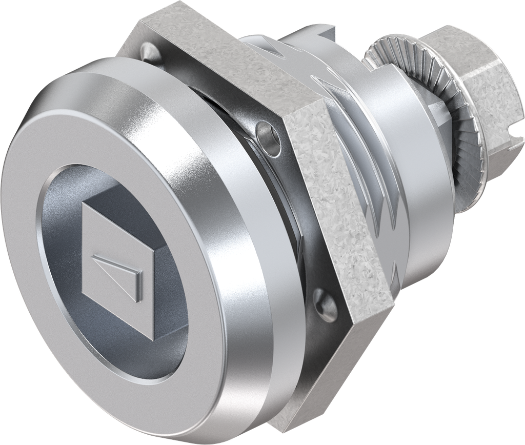 quart de tour de sécurité carré 8, laiton et zamak chromé