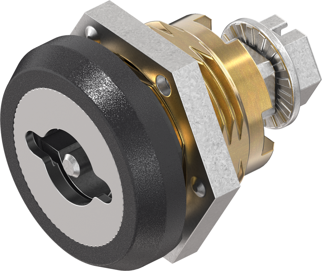 Cuarto de vuelta de seguridad doble barra 3, versión izquierda, latón y zamak recubierto de polvo negro