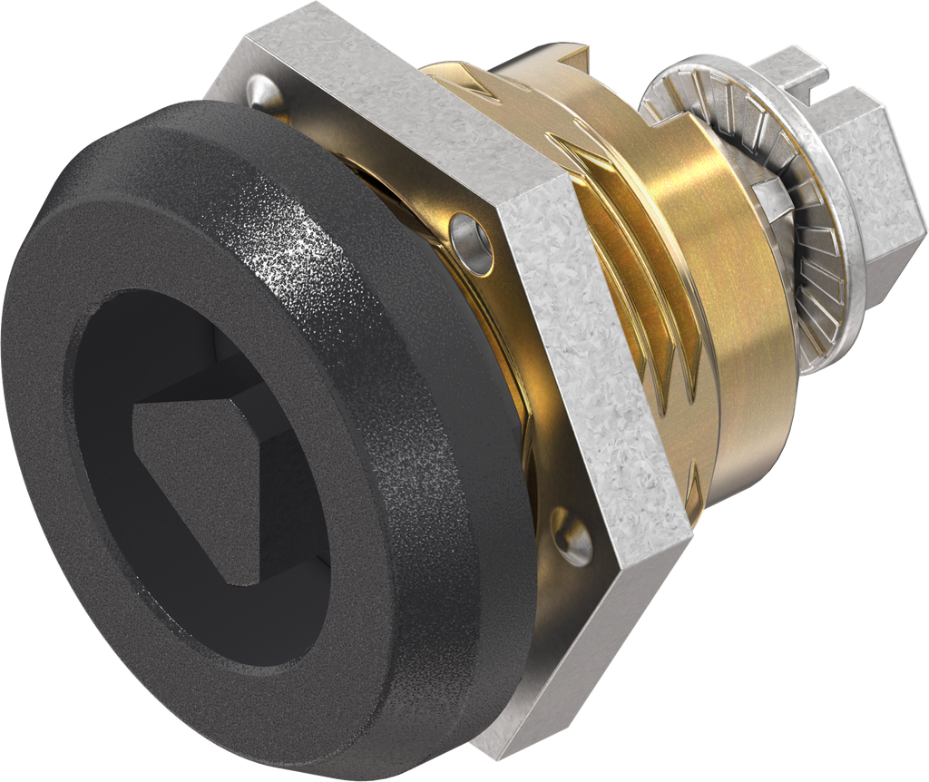 Trilvast slot driekant 8, messing en zamak zwart gepoedercoat