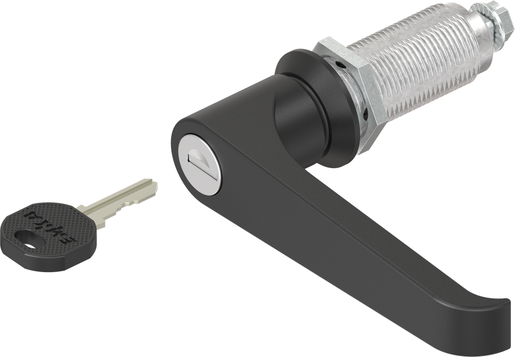 L-handle quarter turn, keyed EK 333, Zinc die black powder-coated