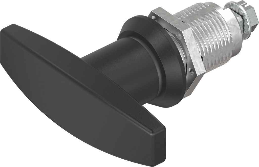 Chiusura 1/4 di giro con maniglia a T senza chiave, zama e poliammide nero