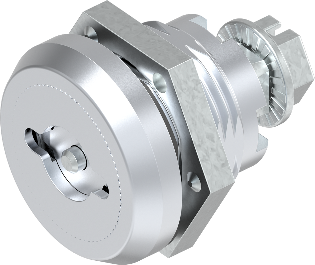 Cuarto de vuelta de seguridad doble barra 3, versión izquierda con tapa antipolvo, zamak cromado