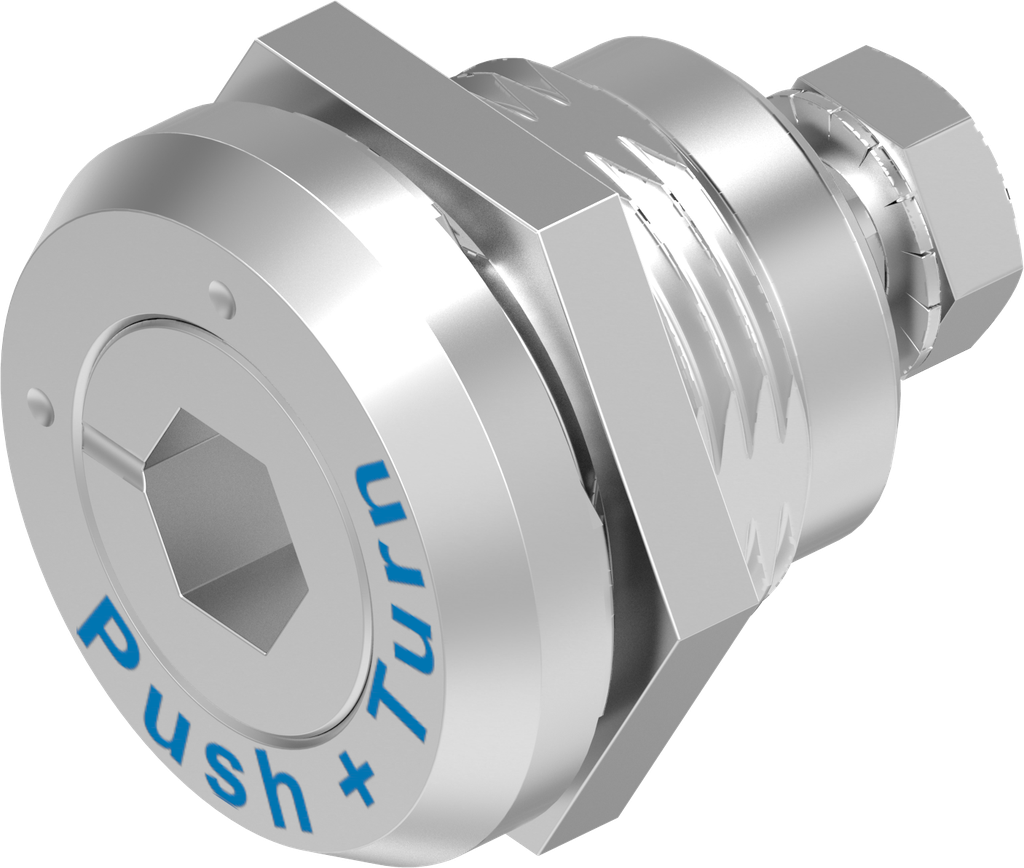 Safety quarter turn hexagon female SW 8, Stainless steel AISI 316