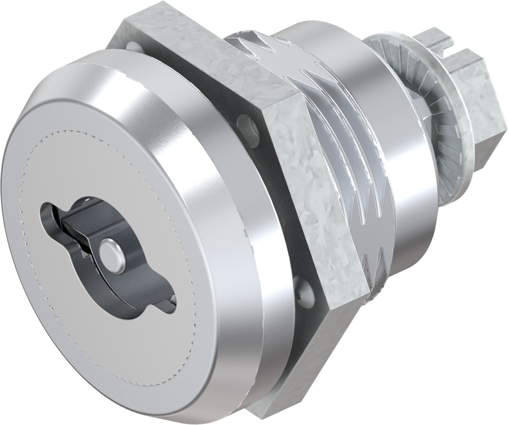 Trilvast slot dubbelbaard 3 variant links met sleutelgat afdekking, Zamak verchroomd