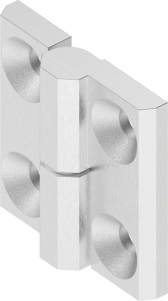 Charnière 180° version gauche, inox AISI 316 poli