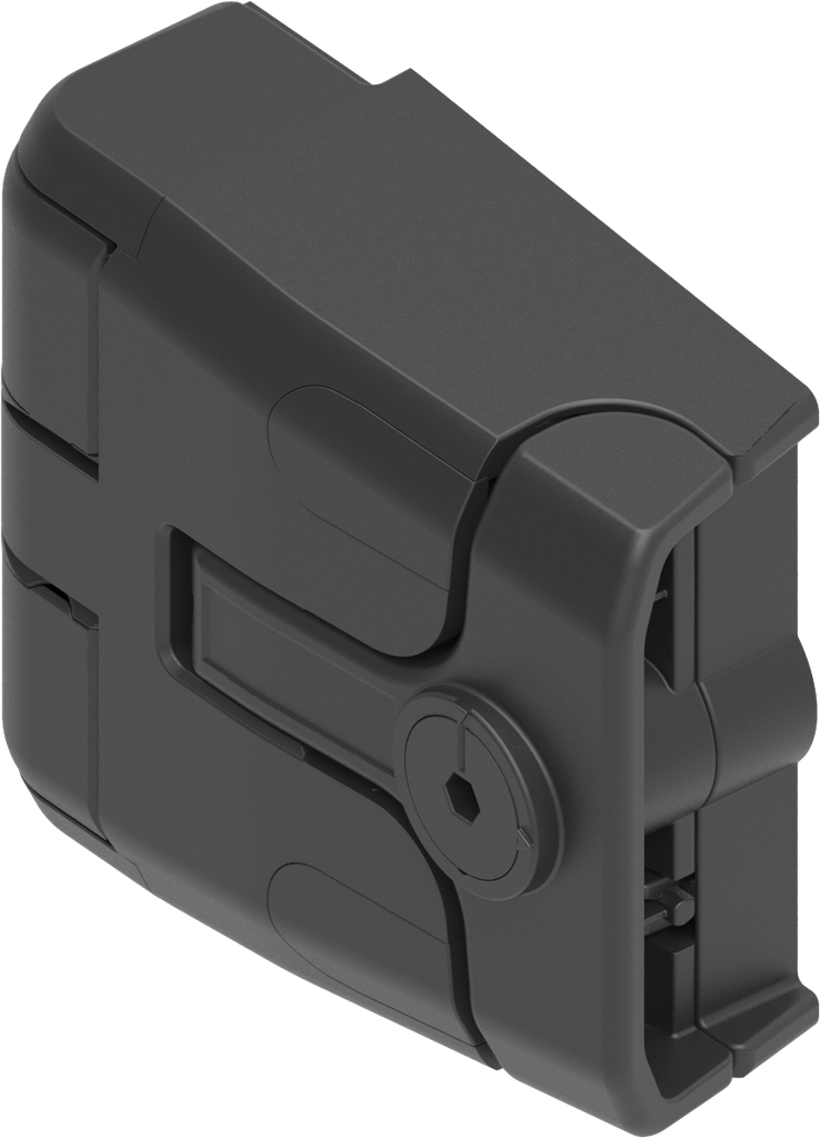 Afsluitbaar scharnier met overdrukbeveiliging inbus SW 4, polyamide GF zwart