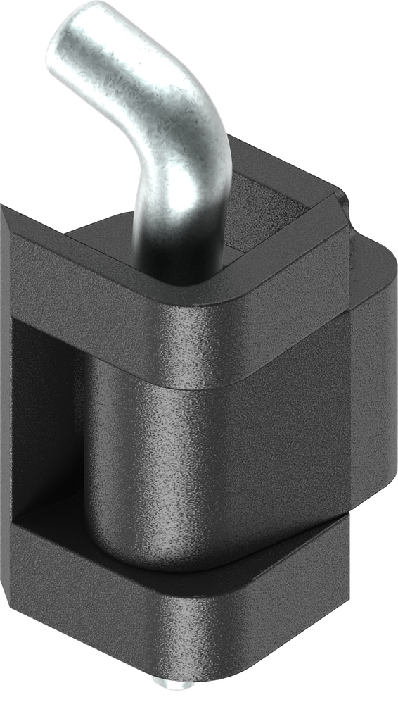 Bisagra 180°, zamak y acero recubierto de polvo negro