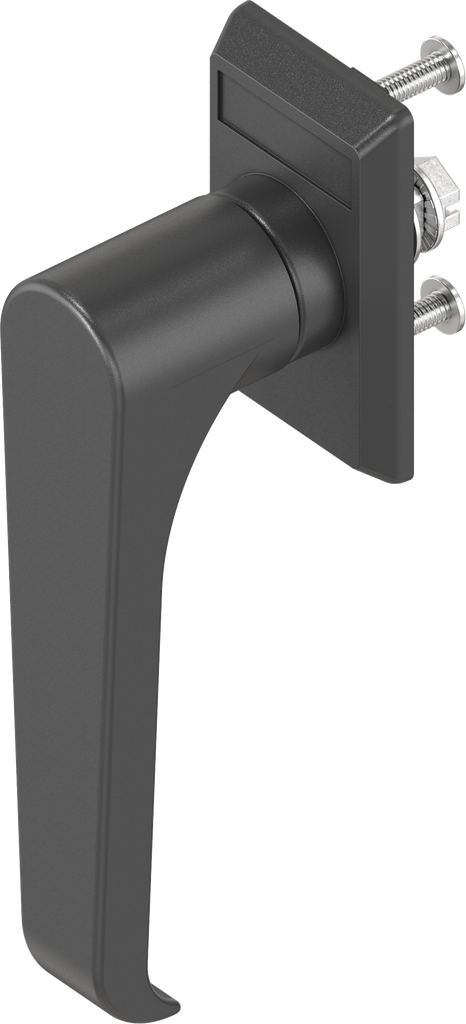 capotage avec poignée bec de cane sans clé, polyamide noir et zamak époxy noir