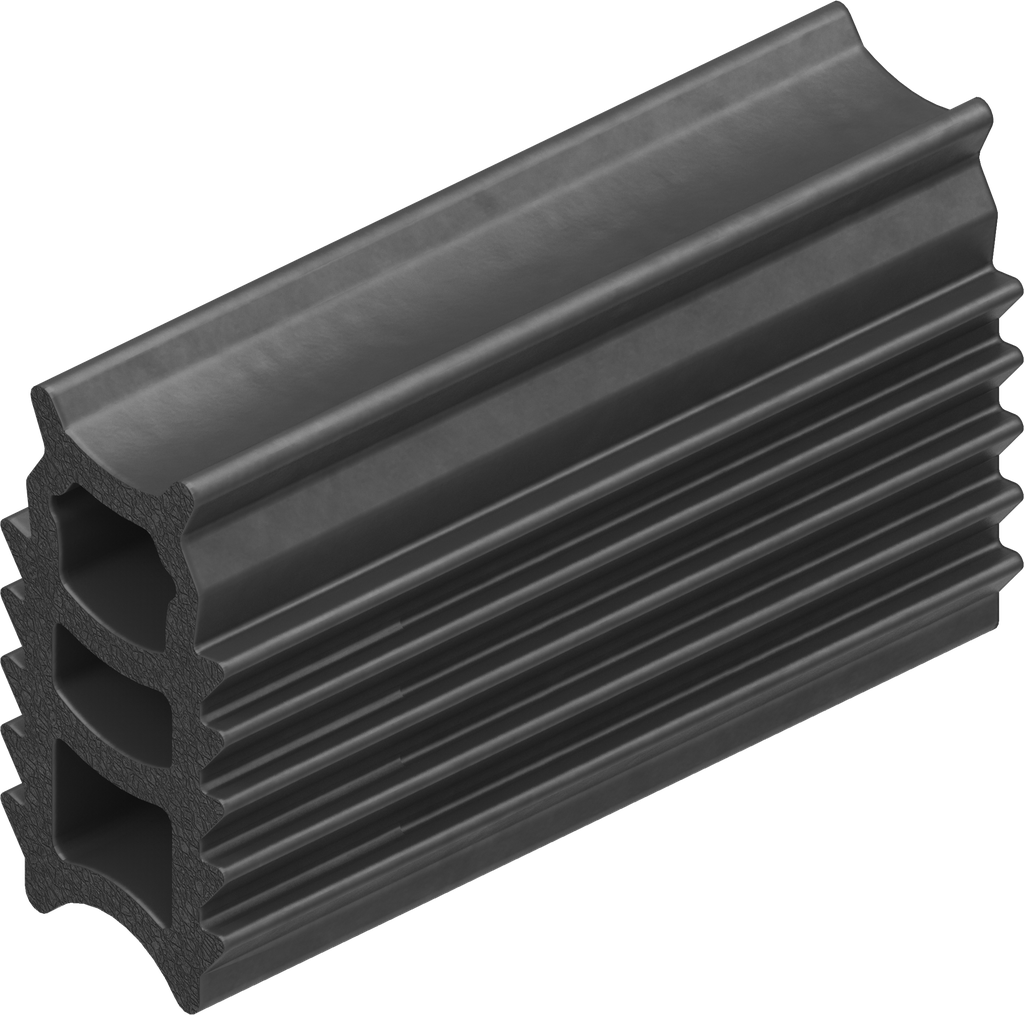 Vierlippenprofiel H = 18,5 mm, EPDM 45 ± 5 Shore A zwart