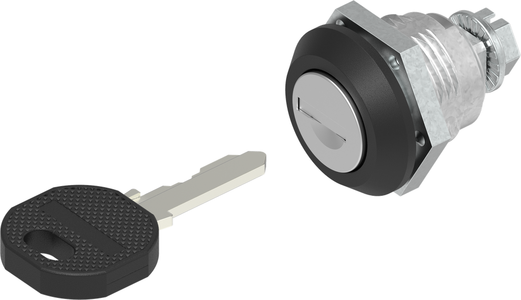 Cuarto de vuelta con bombín, llave diferente, zamak recubierto de polvo negro