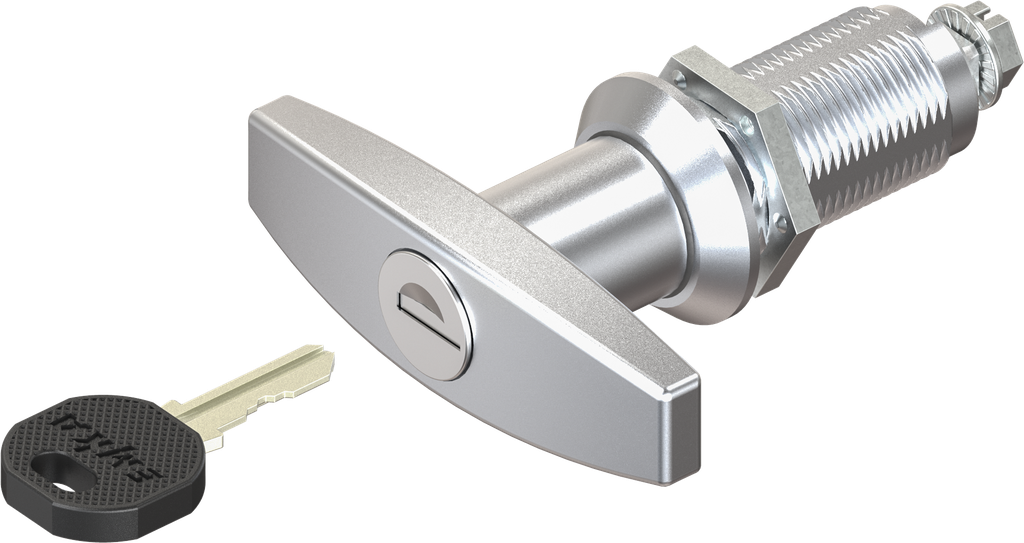 Cuarto de vuelta con asa en T, llave EK 333, zamak cromado