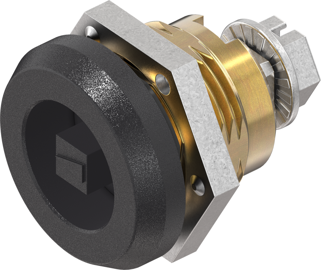 Trilvast slot vierkant 6, messing en zamak zwart gepoedercoat