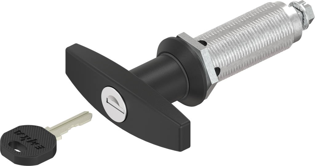 quart de tour avec poignée en T clé différente, zamak époxy noir