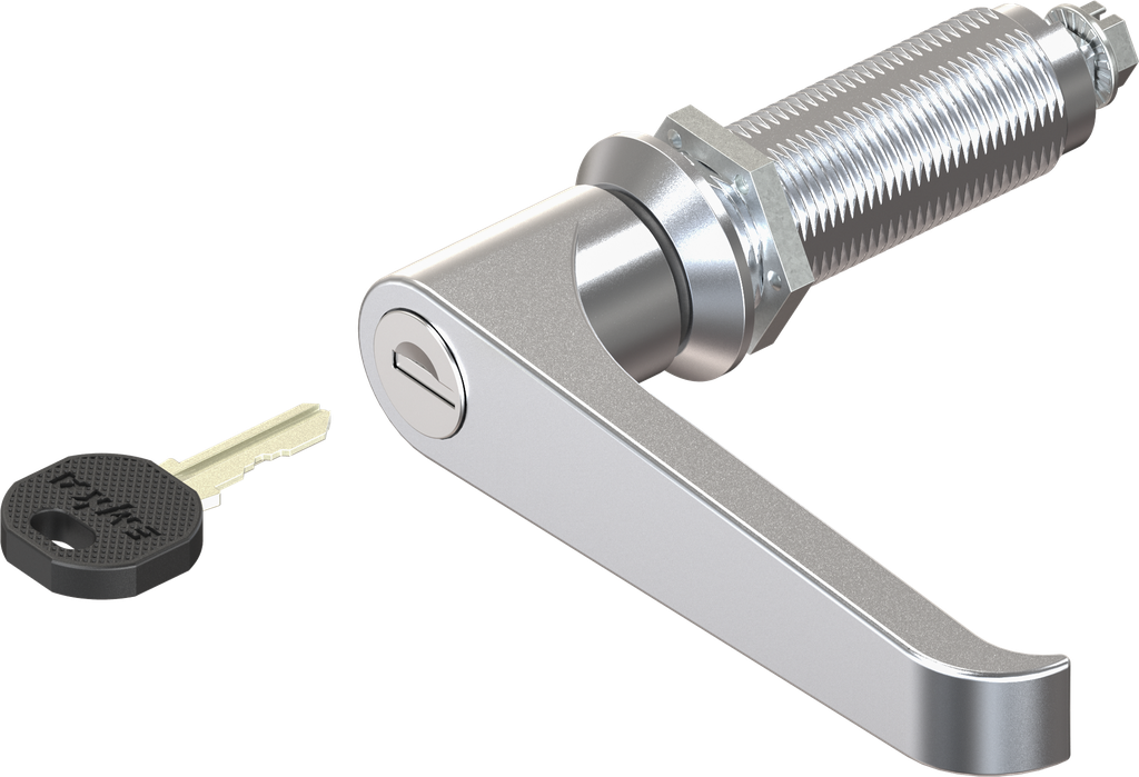 quart de tour avec poignée bec de cane clé différente, zamak chromé