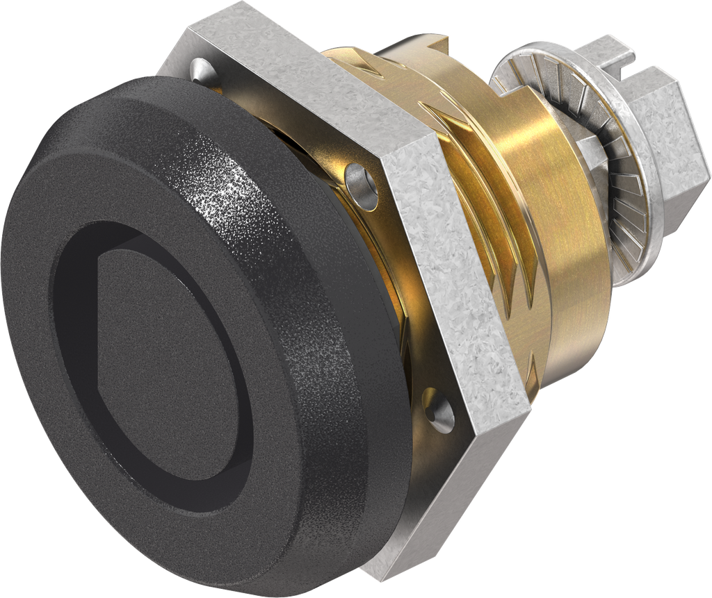 Trilvast slot Oost-Europese Ø 13 halfrond, messing en zamak zwart gepoedercoat